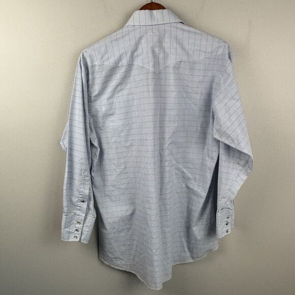 Panhandle Slim Pearl Snap Western Shirt Mens Light Blue 16 1/2 -33 Long Sleeve - Picture 6 of 7